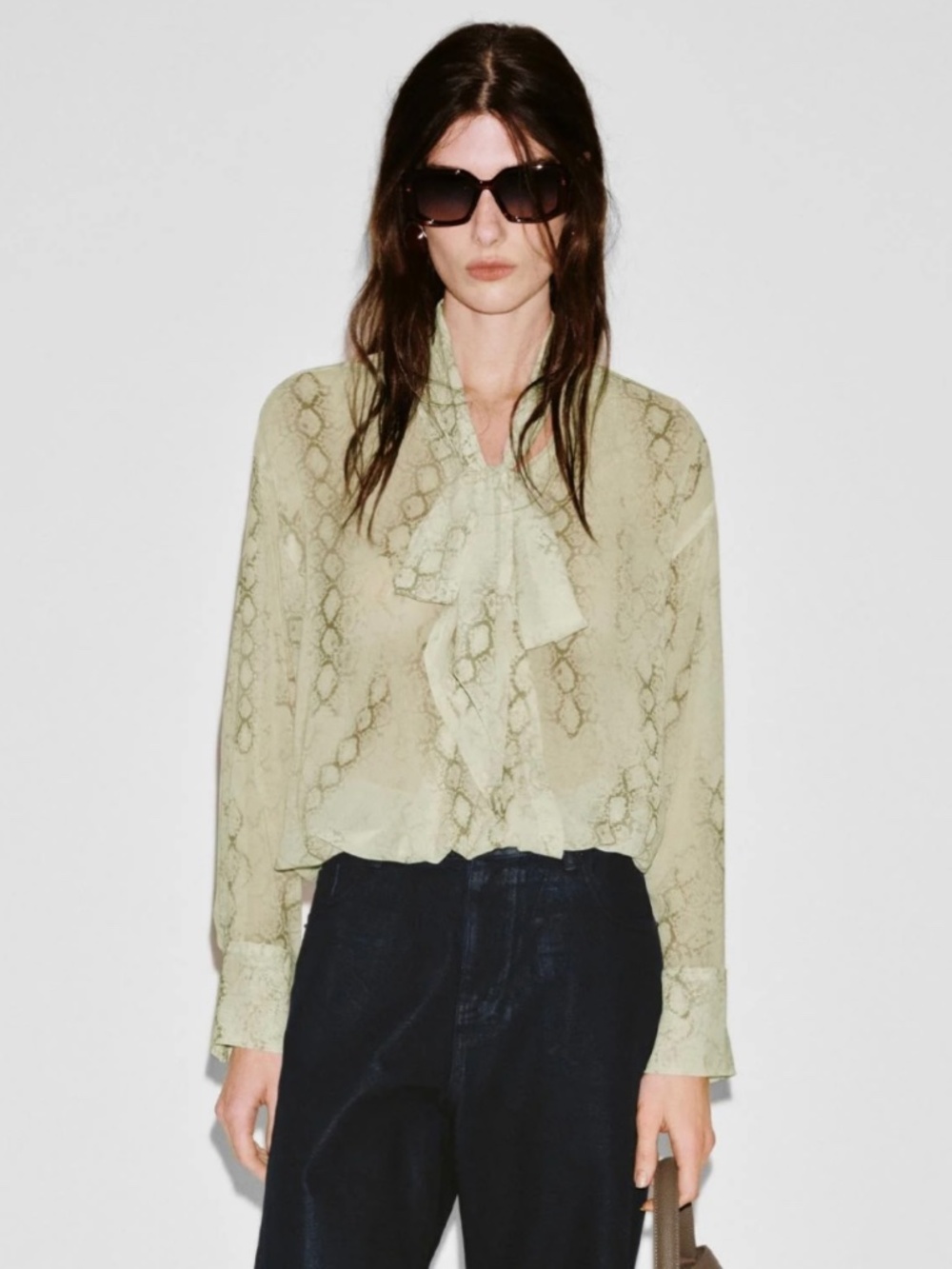 Sheer Snake Print Blouse (Size L)